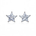 White Gold Star Crystal Stud Earrings 925 Silver Claw Setting Women's Everyday Wear Jewelry