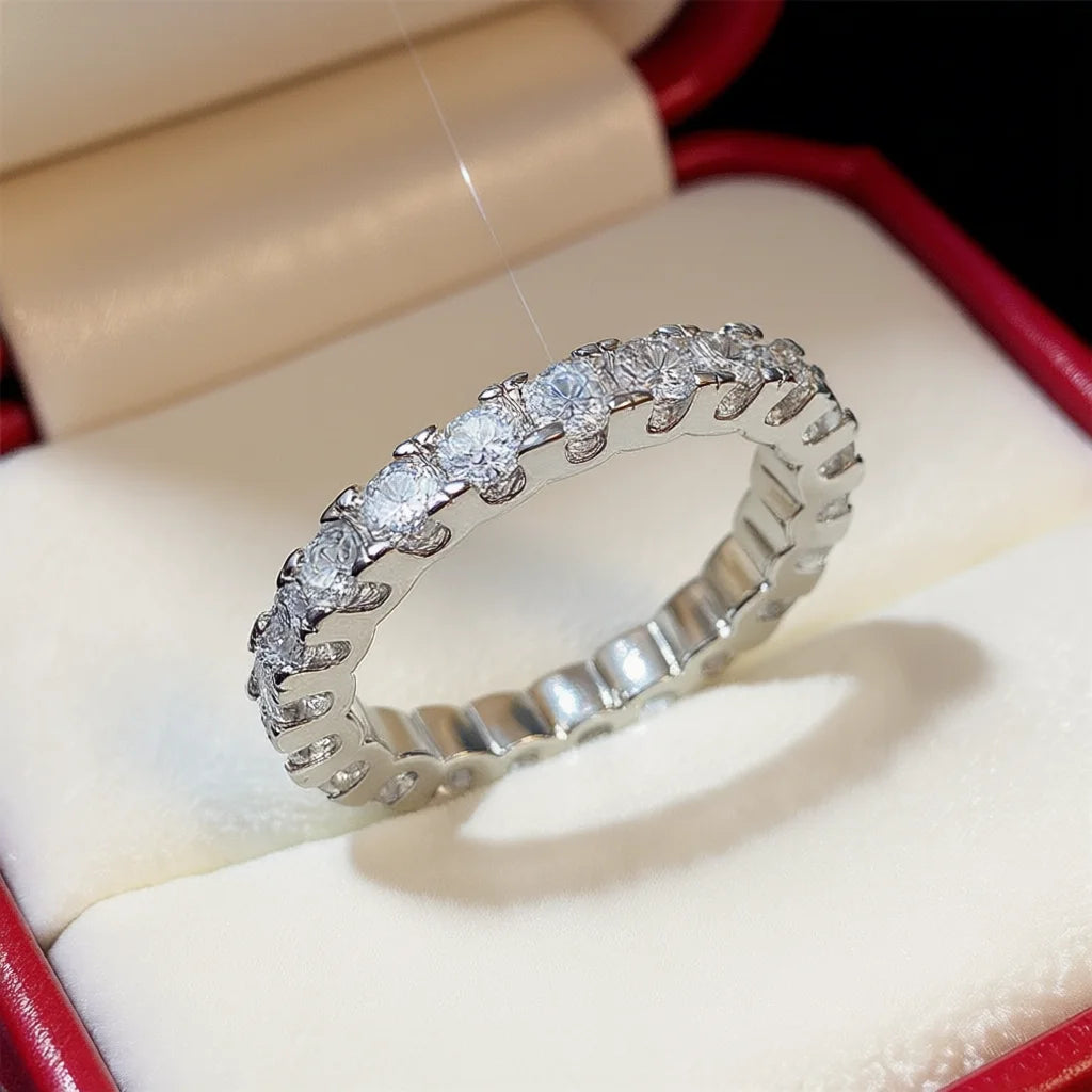 Classic White Gold & Copper Diamond Ring for Women Brilliant Cut Natural Diamonds G Color Engagement Jewelry Model F1236