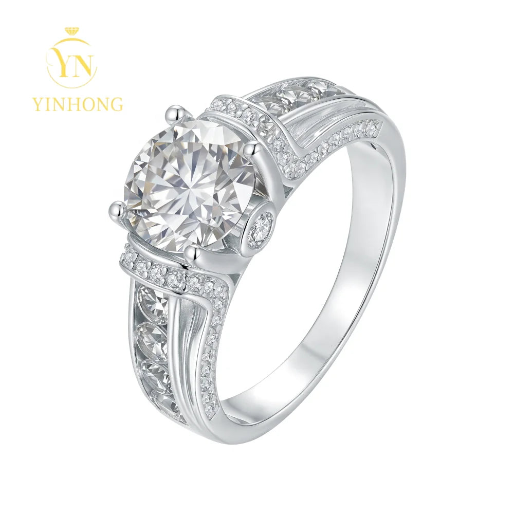 High Quality Wedding Jewelry  S925 Silver Moissanite Men's Patterned Rings Round Cut for Men's Wedding Engagement Ring