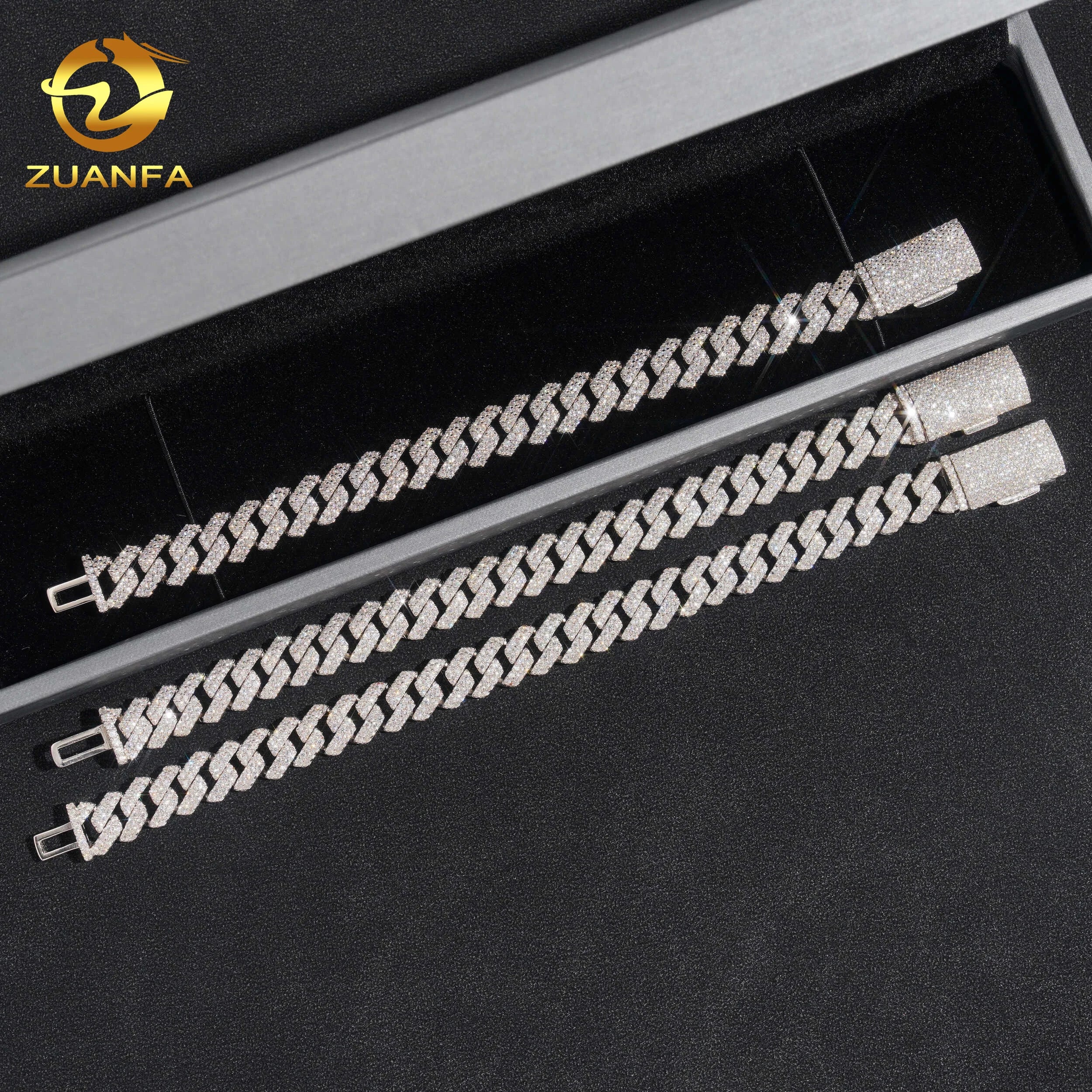 Hip Hop Jewelry 10MM Moissanite Diamond Bracelet 95Silver Iced Out Moissanite Cuban Link Bracelet USA Local Stock