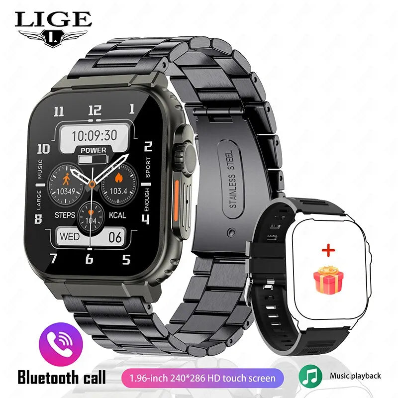 LIGE-reloj inteligente para hombre y mujer, accesorio de pulsera resistente al agua con Bluetooth, llamadas, Batería grande de 600Mah, seguimiento de actividad deportiva, música Local, 100