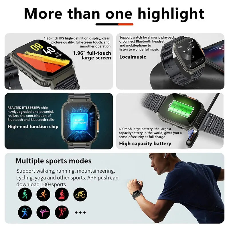 LIGE-reloj inteligente para hombre y mujer, accesorio de pulsera resistente al agua con Bluetooth, llamadas, Batería grande de 600Mah, seguimiento de actividad deportiva, música Local, 100