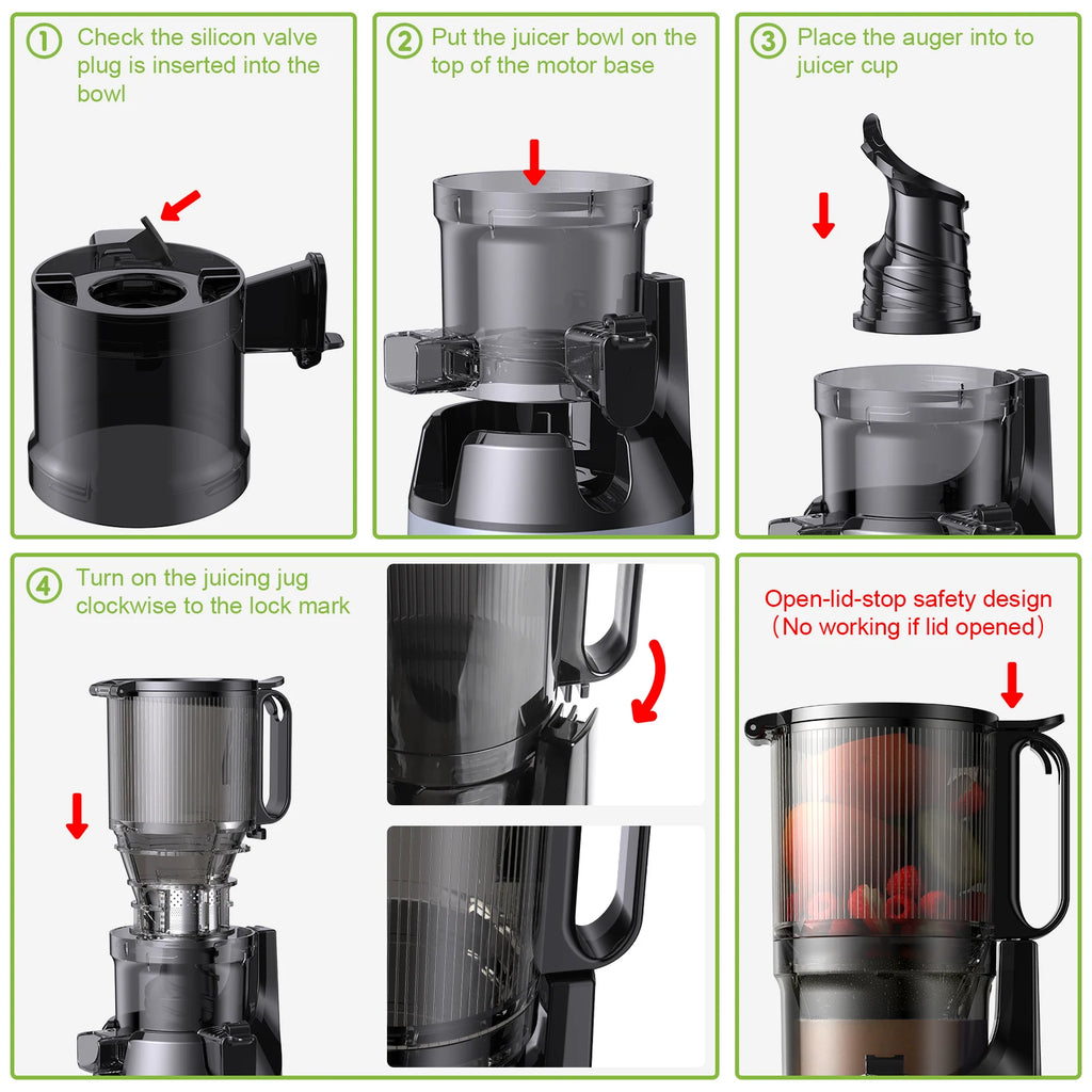 Exprimidor de prensa en frío BioloMix, con conducto de alimentación de 130 mm, apto para frutas y verduras enteras, alto rendimiento de jugo, exprimidor de masticación lenta sin BPA