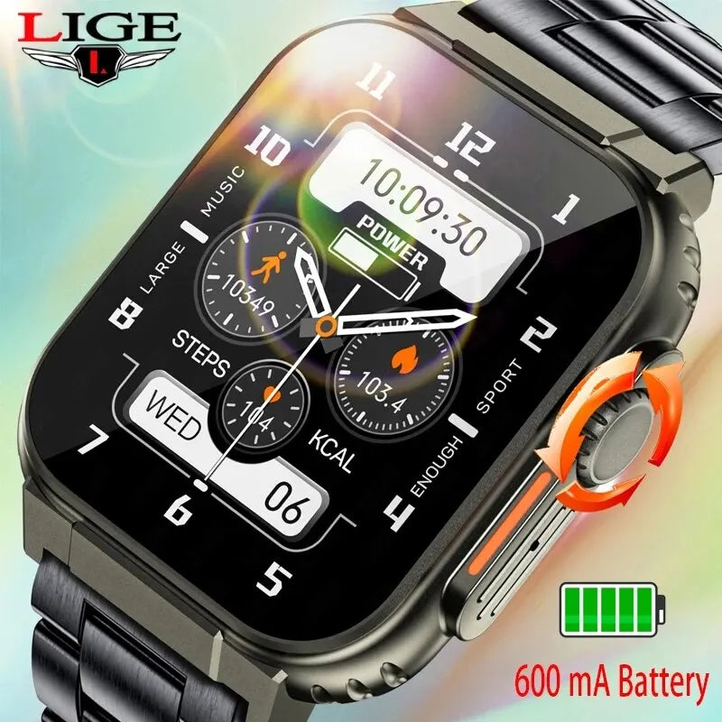 LIGE-reloj inteligente para hombre y mujer, accesorio de pulsera resistente al agua con Bluetooth, llamadas, Batería grande de 600Mah, seguimiento de actividad deportiva, música Local, 100