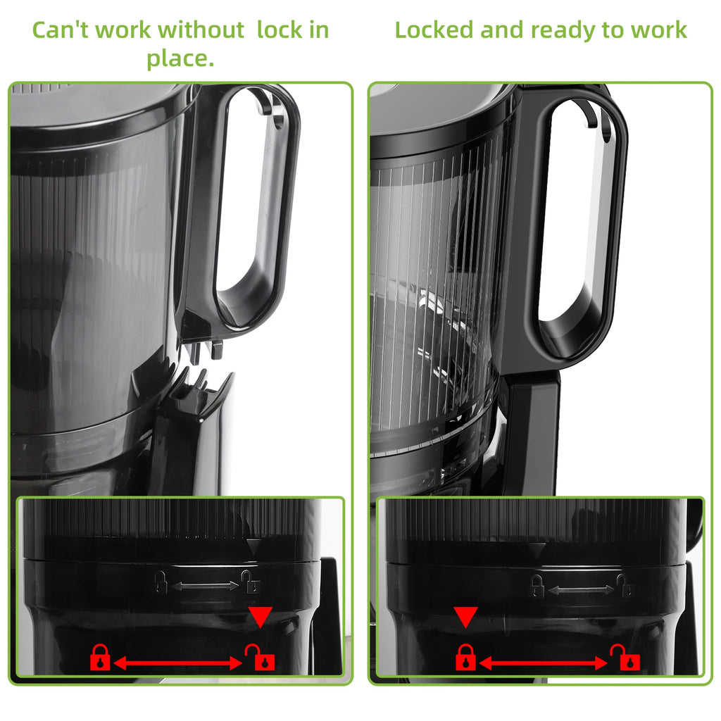 Exprimidor de prensa en frío BioloMix, con conducto de alimentación de 130 mm, apto para frutas y verduras enteras, alto rendimiento de jugo, exprimidor de masticación lenta sin BPA
