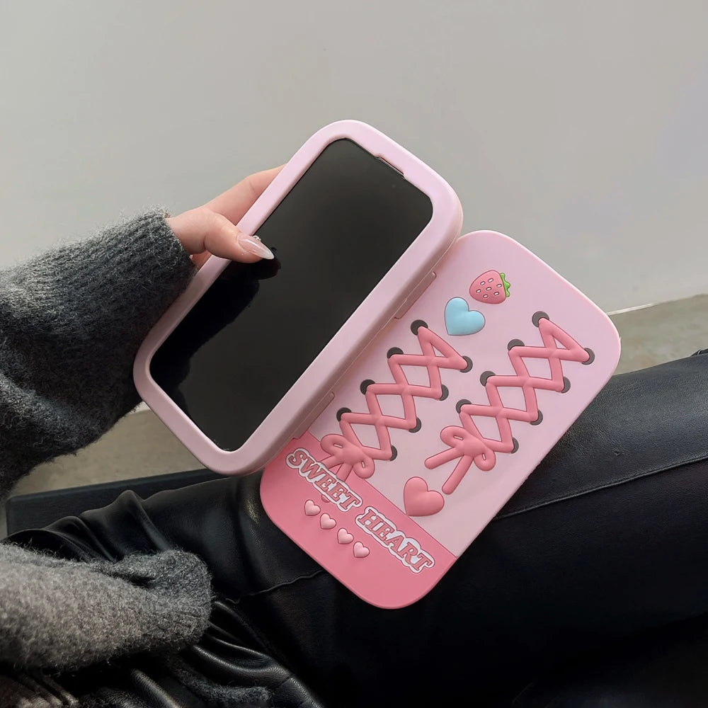 Funda 3D Estilo Flip Book para iPhone — Silicona Suave con Espejo