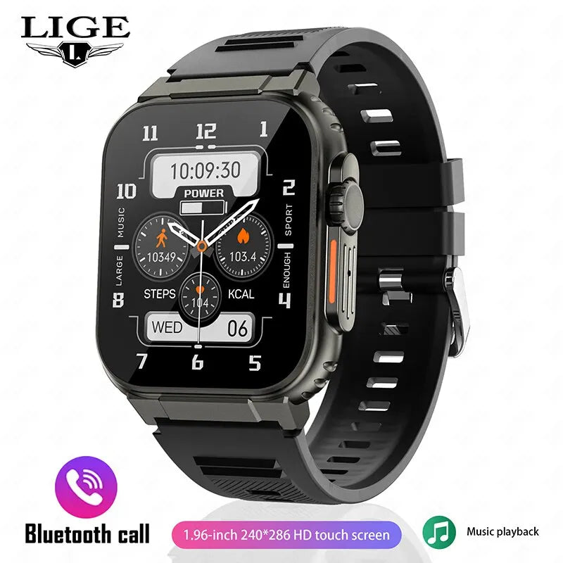 LIGE-reloj inteligente para hombre y mujer, accesorio de pulsera resistente al agua con Bluetooth, llamadas, Batería grande de 600Mah, seguimiento de actividad deportiva, música Local, 100