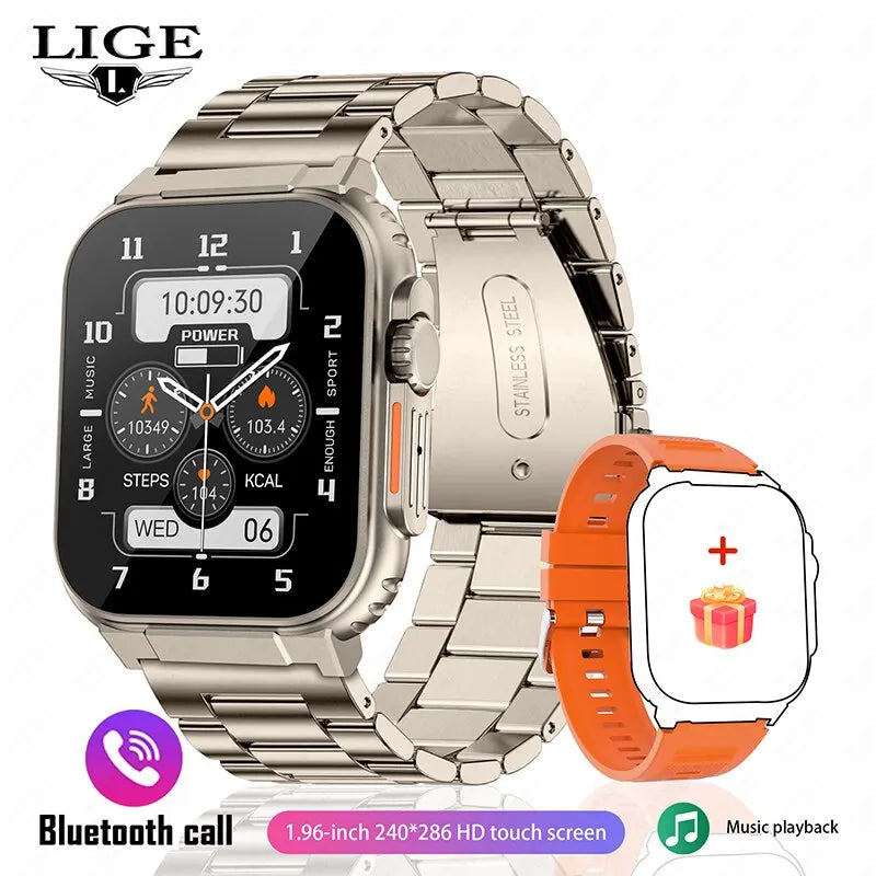 LIGE-reloj inteligente para hombre y mujer, accesorio de pulsera resistente al agua con Bluetooth, llamadas, Batería grande de 600Mah, seguimiento de actividad deportiva, música Local, 100