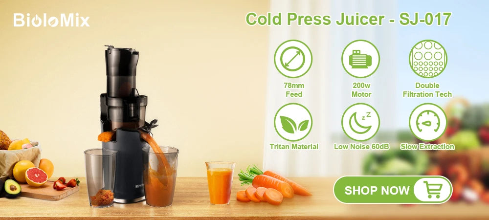 Exprimidor de prensa en frío BioloMix, con conducto de alimentación de 130 mm, apto para frutas y verduras enteras, alto rendimiento de jugo, exprimidor de masticación lenta sin BPA